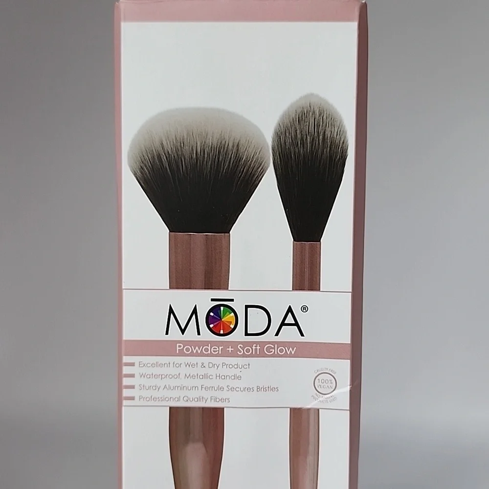 Moda Powder + Soft Glow Brush Set in Rose Gold